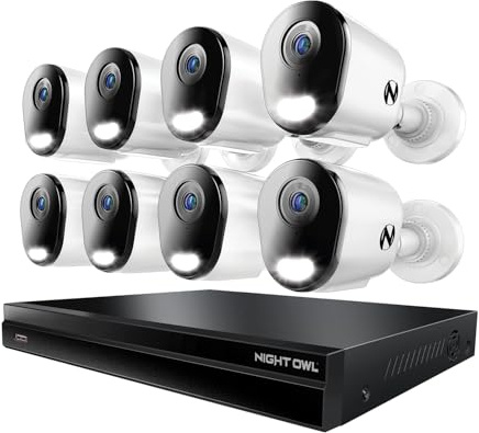 Night Owl 2-Way Audio 32 Channel 12MP NVR with 8TB HDD and 8 Wired IP 4K Deterrence Cameras