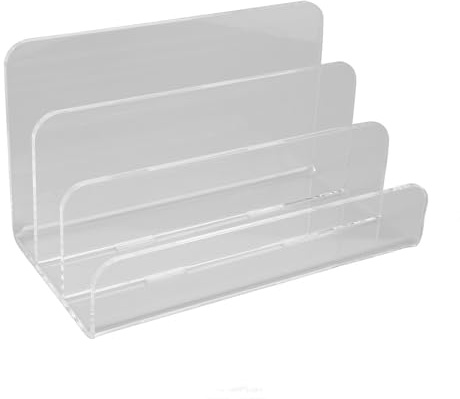 Glomora Briefhalter mit 3 Fächern, Briefhalter aus transparentem Acryl, vertikaler Aktenhalter für Büro, Schule