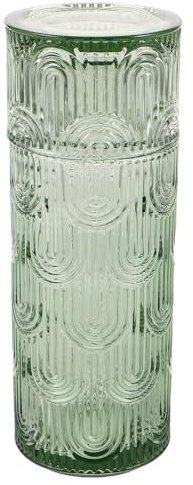 Ipetboom Jarra de Cristal Vaso Verde Juego de Jarra de Agua Fría para Mesita de Noche Botella Decorativa Multifuncional para Servir Jugo y Té en Casa Set Compacto para Uso Diario
