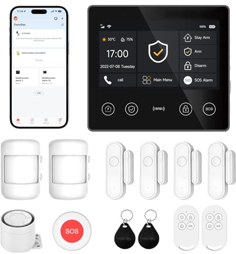 XUK Alarme Maison sans Fil 4G + WiFi, Kit Alarme sans Abonnement