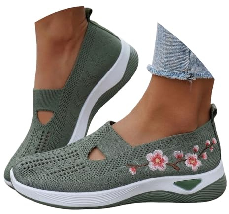 Trlxkhor Zapatillas Ortopedicas Mujer Verano Zapatos sin Cordones para Caminar Comodos Sandalias Palas Transpirables y Antideslizantes Zapatos de Diabéticos Entrenamiento Deportivas Malla Deporte