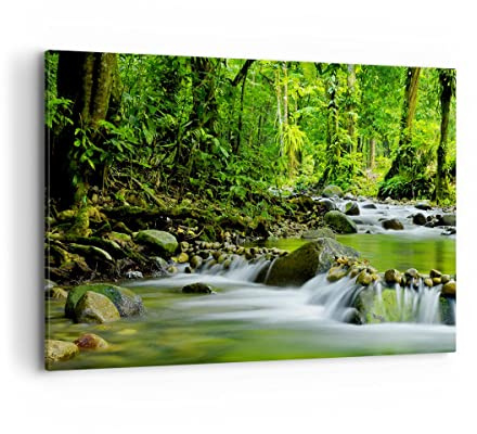 ARTTOR Bilder auf Leinwand 120x80cm Wandbild Landschaften Wald - 0174 | Strom Natur Groß XXL Wanddekoration Wohnzimmer Schlafzimmer Küche Wanddeko Wand Kunstdruck Wandkunst Wall Decor ARTTOR