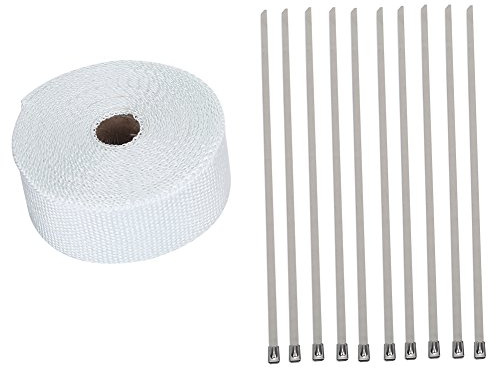 Qiilu 33FT White High Heat Isolierung Auspuff Pipe Wrap Tape Tuch für Auto Motorrad