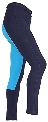 Shires Maids Two Tone Childrens Jodhpurs - Navy/Turquoise: 7-8