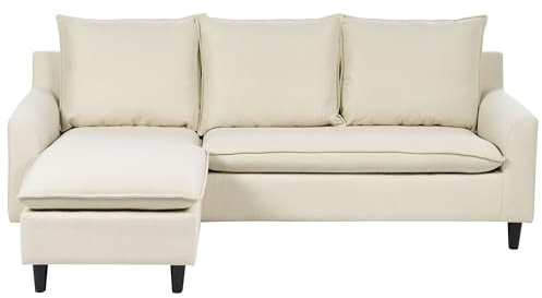 Trendy Ecksofa mit bewegbarer Ottomane Polsterbezug beige rechtsseitig Elvenes
