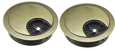 sourcing map Cable Hole Cover, 2Inch/50mm Zinc Alloy Desk Wire Cord Cable Grommets Hole Cover for Office PC Desk Cable Cord Organizer, 2Pcs Bronze Tone