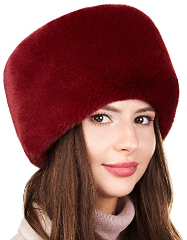 Futrzane Modern Kosakenmütze - Fellmütze Damen - Winter Russische Mütze Pelz (S, Kastanienbraun Modern)