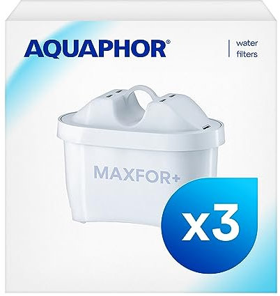 AQUAPHOR Maxfor+ Replacement Filter Cartridge Pack of 3 - Compatible with All Aquaphor Maxfor+ Filter jugs and Brita Maxtra+ Reduces limescale, Chlorine and Other impurities.
