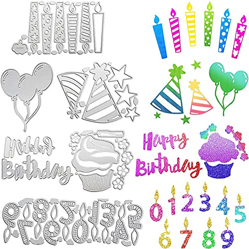 Stanzschablone Geburtstag Motive Grußkarte Prägeschablonen Stanzformen Geburtstag Stanzschablone Für Scrapbooking, Fotopapier, Karten, Handwerk Prägen DIY Herstellung Geburtstag Geschenk