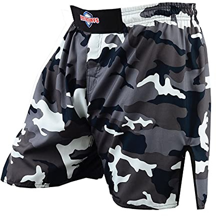 Fisticuffs MMA boxning strid brottning spark bur slåss korta shorts shorts, Camo grå, XXL