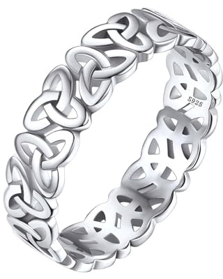 Silvora Stapelbarer Damen Keltischer Knoten Fingerring 925 Silber Irischer Triquetra Ring 5mm breit Keltischer Unendlichkeit Endlose Liebe Verlobungsring Ringgröße 62（19.8）