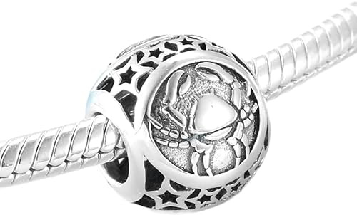 Sternzeichen Krebs Horoskop Sternzeichen Charm 925 Silber - Les Folies für Pandora, Sterling-Silber, Zirkonia