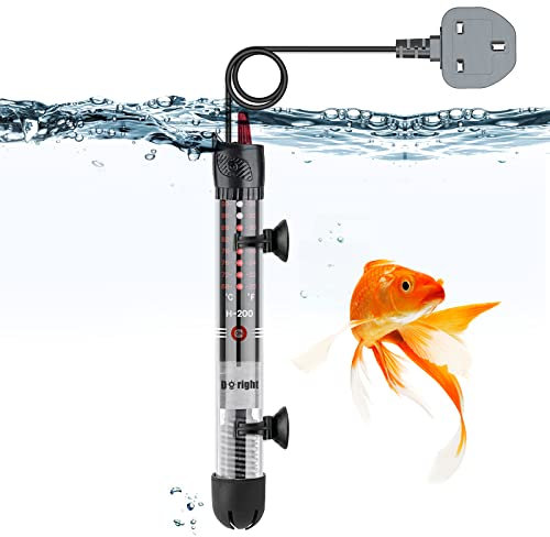 DoRight Submersible Aquarium Heater 50W Temperature Adjustable Aquarium Heater With Suction Cups, Built-in Thermometer, External Temperature Controller For Fish Tanks, Used for 20L-60L Aquarium