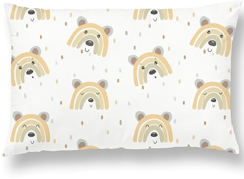 Almohada Infantil con Funda De Almohada Estampada 33x45 Cm De Algodón Oeko-Tex - Cojín Cuna Bebe Y Niños- Cojin Pequeño para Bebés para Siestas En La Guardería, Escuela Y Viajes - 1 Año 2 Años