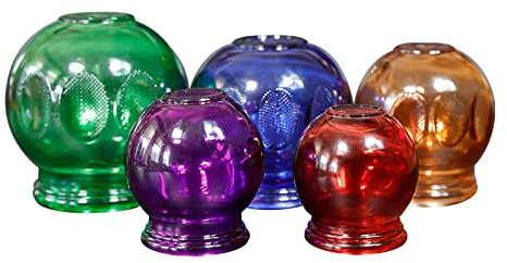 Schröpfen-Therapie-Set aus Glas Professionelle Vakuum-Schröpftherapie-Ausrüstung Dickglas-Schröpfen-Set Gesichts-Schröpfen, zufällige Farben 5-teilig (5 x 7 cm)
