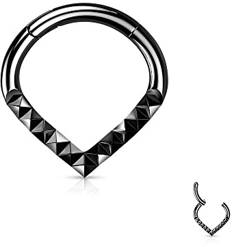 Treuheld® Spitzes Segmentring-Clicker Piercing mit Muster | 4 Farben