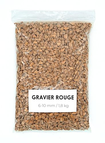 Grava Roja 1,8kg - Piedras Decorativas - Grava Acuario - Piedras Decorativas para Jarrones - Piedras Acuario y Peceras - Piedras para Macetas - Piedrecitas Decorativas - Grava Jardin (6-10 mm)