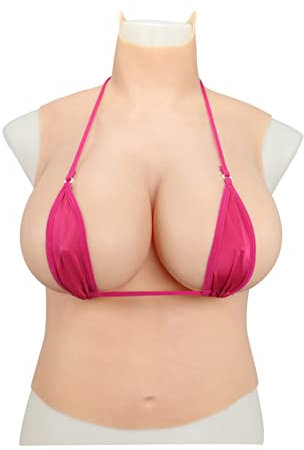 LXURY Brustpanzer Aus Silikon Realistische Brustpanzer HalbköRper-Fake-BrüSte B-H-Cup-Brustprothesen füR Transgender Crossdresser,Weiß,C`Cup Cotton Filled