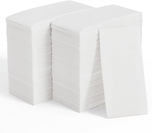 JOLLY CHEF 600 Pack Disposable Paper Napkins, Soft Bathroom Napkins for Guests, 2-Ply White Paper Hand Towels for Halloween, Wedding, Thanksgiving