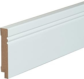 Kosche | Battiscopa | Avantgarde | Profilo di hamburger | Mdf sventato | 19 x 120 x 2500 mm | Bianco | Batteboard | Alta qualità | Robusto | 125 metri