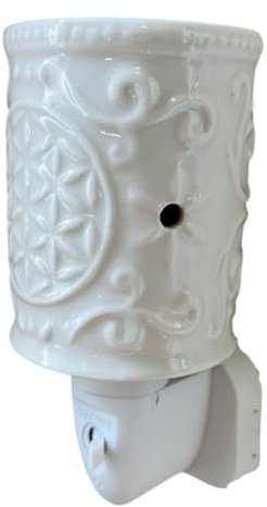 Candle-Brothers Elektrische Duftlampe für Zuhause | Blume des Lebens | Geschenk für Freunde & Familie | Weiße Duftlampe | Aromalampe für Büro, Yoga und Schlafzimmer