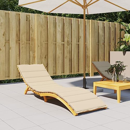 Annlera Beige Sonnenliegen-Auflage 200x70x3cm aus Oxford-Gewebe - Liegestuhl Gartenmöbel-Kissen für Gartenliege und Gartenstuhl