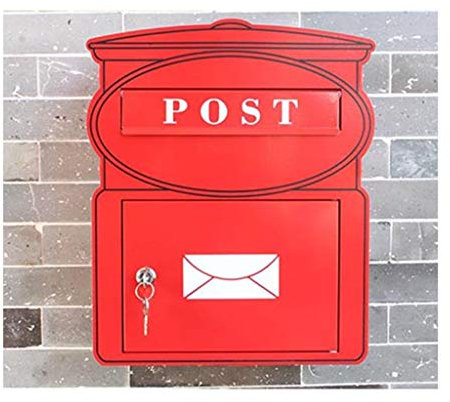 Briefkasten, abschließbare amerikanische Eleganz-Sicherheitsbriefkästen mit großer Kapazität und 2 Schlüsseln für Außenwand, Hochzeit (Farbe: Rot, Größe: A-31,9 x 15 x 39,5 cm)