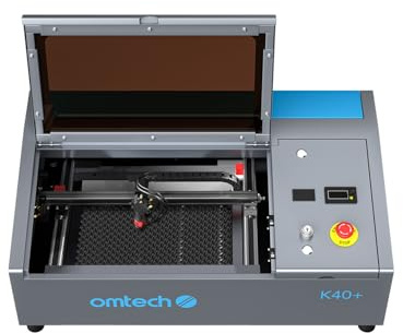 OMTech K40+ 40W Grabador Láser CO2, 30 X 20 CM, Máquina de Grabado Láser con Cabezal Láser Ajustable, Asistencia de Aire, para Vidrio, Madera, Más(with LightBurn)