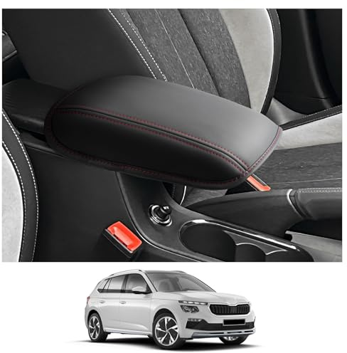 CDEFG Compatibile con Skoda Kamiq 2019-2024 2025 Copertura per Bracciolo Coperchio di Protezione della Scatola Console Centrale Guscio bracciolo della Antigraffio Kamiq 2025 Accessori (Rosso)