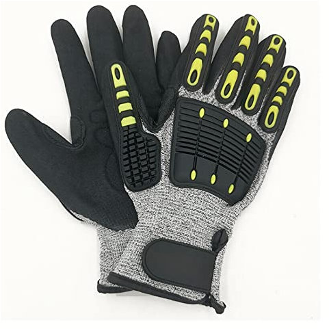 JOLIANE Hochleistungs-Schnittschutzhandschuhe Anti-Schlag-Vibrations-Öl-Sicherheits-Arbeitshandschuhe Schnittschutz-Stoßdämpfung Mechanische Schlagfestigkeit Resi - Arbeitshandschuhe(XL)