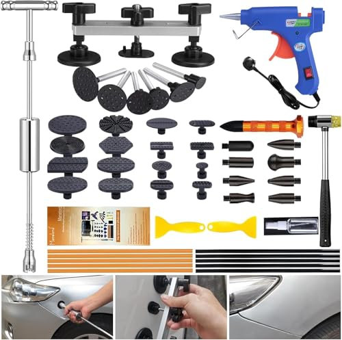 Manelord Auto Body Dent Puller, Dent Repair Kit with Slide Hammer T bar and Silver Bridge Dent Puller for Car Dent Removal