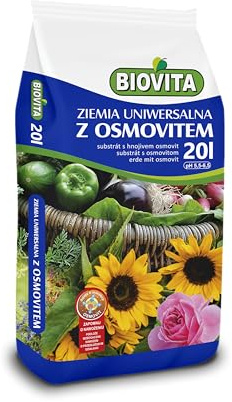 BIOVITA Universelle Blumenerde mit Osmocote 20L - Pflanzenerde für Blumen & Pflanzen, mit 3-Monats-Dünger