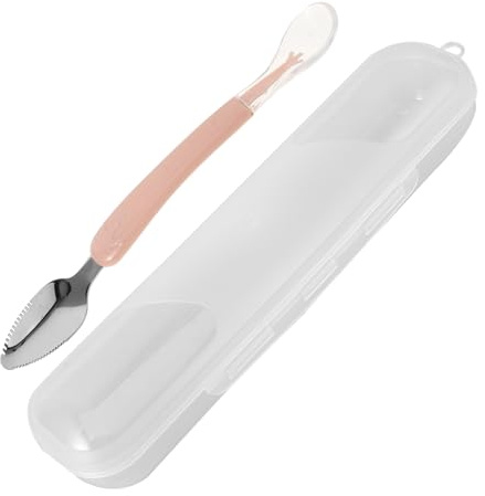 Homoyoyo Cucchiaio Sensibile Al Calore Per Neonati - Cucchiaio Seghettato Per Frutta e Pompelmo - Design Ergonomico e Colorato Rosa