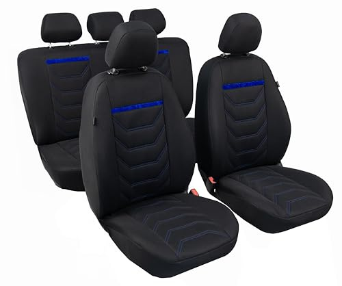 Bilöverdrag sätesskydd Comfort Plus komplett set universellt svart blått skydd
