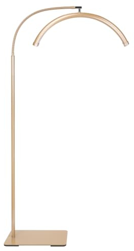 ZEKAHOV Half Moon Lampada da Terra a LED Professionale Senza Ombra per Tecnici Ciglia, Estetiste e Tatuatori con Intensità Variabile per Extension Ciglia, Nail Art, Casa e Ufficio (Oro)