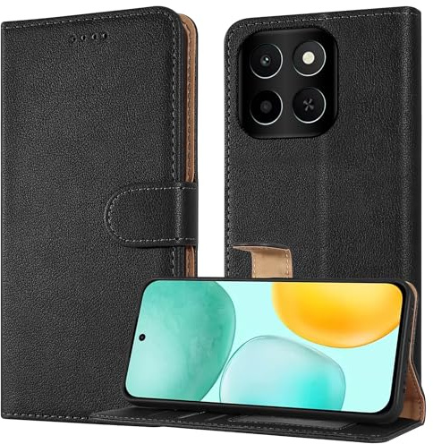 PIXFAB Case for Honor 400 Smart, Leather Wallet Phone Case, Magnetic Book Flip Folio Cover [RFID Protection & 3 Card Slots] and [Kickstand] for Honor 400 Smart 5G - Black