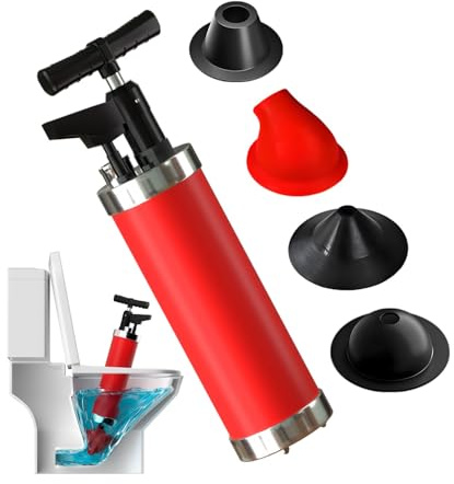 Qcesorib Abflussreiniger Pumpe mit 4 SaugnäPfen, Rohrreiniger Druckluft wc, Rohrreiniger Druckluft mit Luftdruckanzeige, für Waschbecken, Bodenablauf, Toiletten, Rohrverstopfung