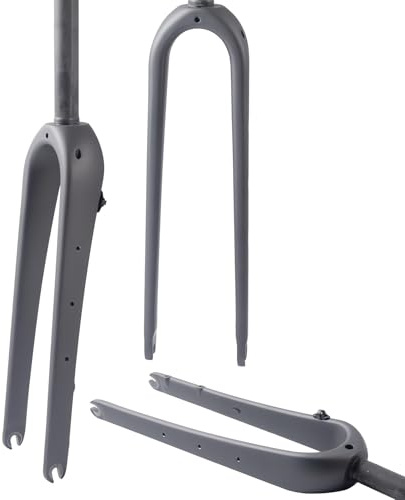 ZXGSXIOU Nero Opaco, Dritto, Forcella Rigida in Fibra di Carbonio Gravel 700C Bici da Strada QR 9 mm Freno a Disco Perno Passante 1-1/8'' Tubo Dritto/Conico forcelle Anteriori per Biciclette Leggere