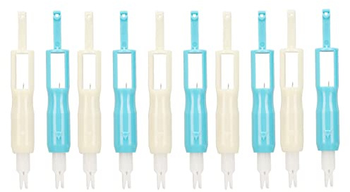 10 pezzi infilaaghi automatico, inseritore di aghi da cucito in plastica per uso domestico, strumento per infilare l’ago facile da usare per chi ha problemi di vista o lavora con
