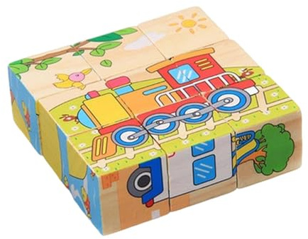 Würfelpuzzle aus Holz, Denksportspielzeug, 15 x 13 x 4 cm großer Block mit Stabiler Bauweise, Lernspiel für frühes Lernen, klassischer Stil mit glatter Oberfläche, Lernpuzzle für Kindergarten und
