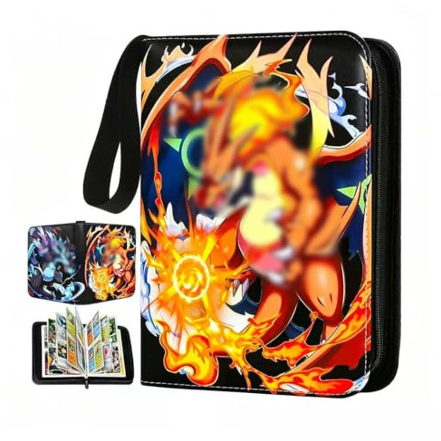 Garegce Trading Card Binder 4-Pocket, Card Binder Album for Kids Adult 100 Pages 400 Pockets PU Waterproof Cards Games Collection Binder Folder Storage Organizer with Zipper for Birthday Gifts