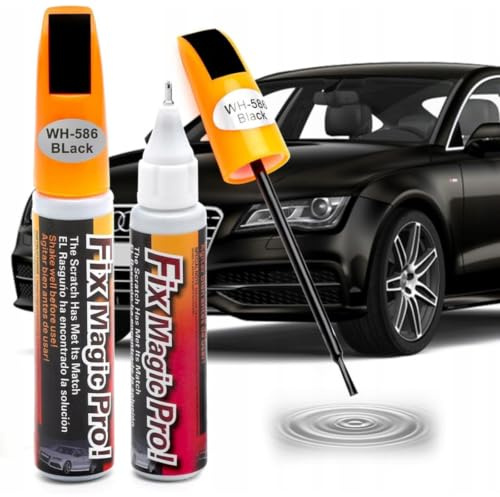 KOHVAN 2x Lackstift Schwarz Glänzend für Auto - Profi Autolack Schwarz Reparaturset gegen Kratzer - Lackstift Auto Schwarz für Karosserie & Felgen - 2-in-1 Design mit Pinsel & Spitze, 2 x 12ml