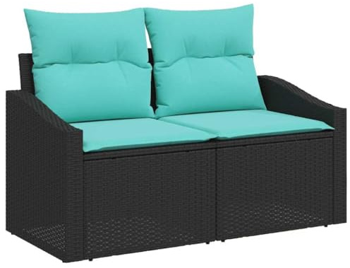 HETFTJN Gartensofa 2-Sitzer Poly-Rattan Sofa Grau, 123 x 62 x 69 cm Loungesofa mit robustem Stahlrahmen, Balkonsofa und Terrassenmöbel für den Garten und Außenbereich