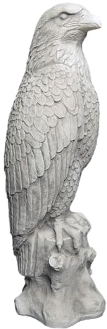 gartendekoparadies.de Adler Statue Steinadler Steinfigur aus Steinguss Weißbeton, Grau, Frostsicher für Außenbereich, H. 55 cm, 16 kg