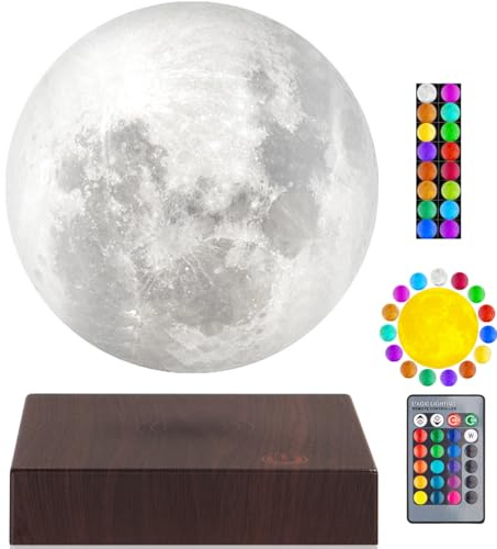 VGAzer Schwebende Mondlampe, 16 Farben 20 Modelle Levitierende Mondlampe Licht dreht sich frei, Magnetische Levitation Mond Lampe mit Fernbedienung, für Geschenk, Büro Raumdekoration
