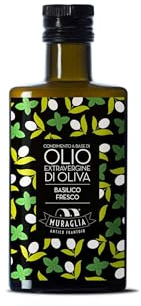 Frantoio Muraglia, Bottiglia in Vetro con Olio Extra Vergine d'Oliva (200ml, Basilico)