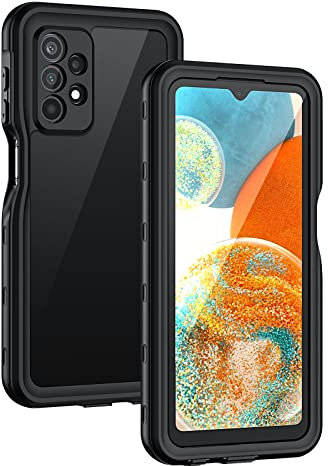 Lanhiem für Samsung Galaxy A23 5G Hülle, IP68 Wasserdicht Handyhülle Samsung A23 360 Grad Schutzhülle Stoßfest Staubdicht Panzerhülle mit Eingebautem Displayschutz, Schwarz