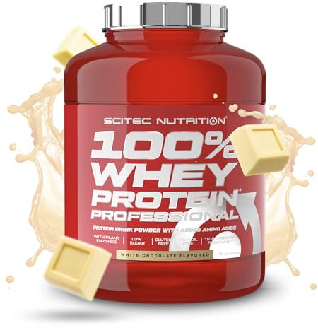 Scitec Nutrition 100% Whey Protein Professional - Mejorada con Aminoácidos Extra y Enzimas Digestivas - Sin gluten - Sin aceite de palma, 2.35 kg, Chocolate blanco