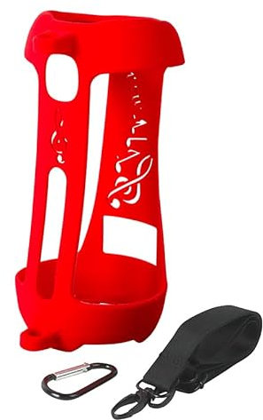 Silikonhülle für JBL Pulse 5, Bluetooth-Lautsprecher-Schutzhülle, tragbare Tragetasche mit Karabinerhaken und Riemen (nur Gehäuse) (rot)