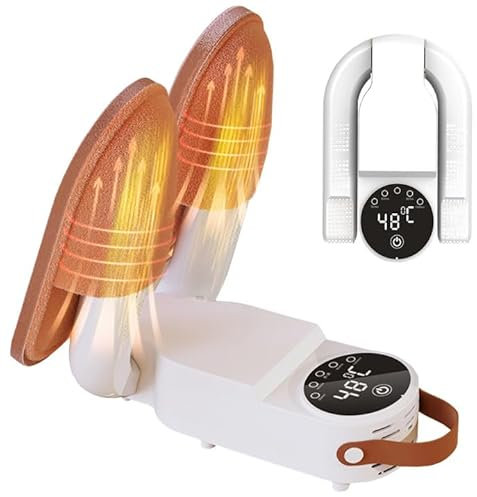 WYFCR pekskärmstork skotork med timer, skor torktumlare stövlar torktumlare, bärbar stöveltork, handske torktumlare bagagevärmare, vikbar design och snabbtorkande för skor stövlar handskar strumpor